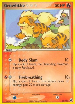 Growlithe 055/92 - Reverse Holofoil Legend Maker