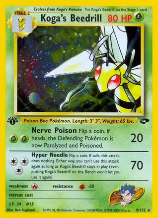 Koga's Beedrill 009/132 - 1st Edition Holofoil Gym Challenge