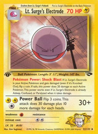 Lt. Surge's Electrode 052/132 - 1st Edition Gym Challenge