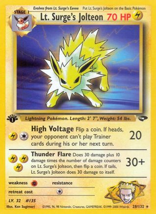 Lt. Surge's Jolteon 028/132 - 1st Edition Gym Challenge