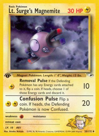 Lt. Surge's Magnemite 050/132 - 1st Edition Gym Heroes
