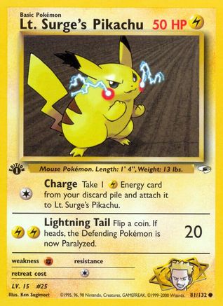 Lt. Surge's Pikachu 081/132 - 1st Edition Gym Heroes