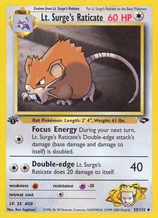 Lt. Surge's Raticate 053/132 - 1st Edition Gym Challenge