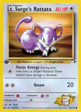 Lt. Surge's Rattata 082/132 - 1st Edition Gym Heroes