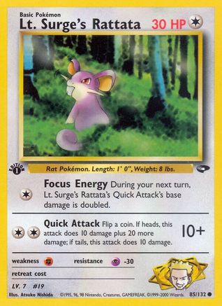 Lt. Surge's Rattata 085/132 - 1st Edition Gym Challenge