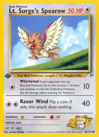 Lt. Surge's Spearow 083/132 - 1st Edition Gym Heroes