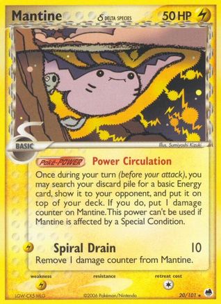 Mantine (Delta Species) 020/101 - Reverse Holofoil Dragon Frontiers