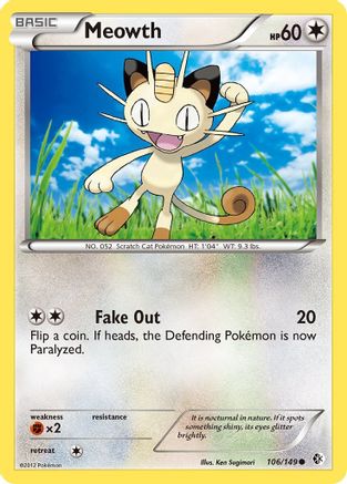 Meowth 106/149 - Reverse Holofoil Boundaries Crossed