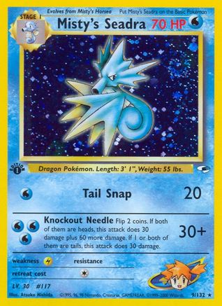 Misty's Seadra 009/132 - 1st Edition Holofoil Gym Heroes