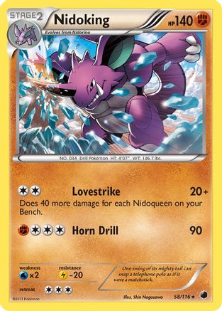 Nidoking 058/116 - Reverse Holofoil Plasma Freeze