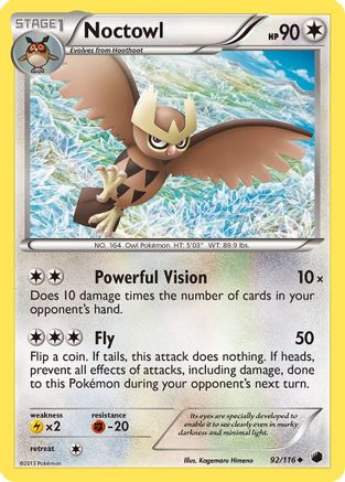 Noctowl 092/116 - Reverse Holofoil Plasma Freeze