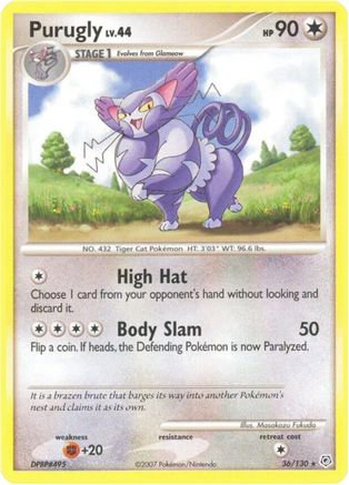 Purugly 036/130 - Reverse Holofoil Diamond and Pearl