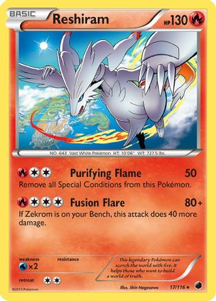 Reshiram 017/116 - Reverse Holofoil Plasma Freeze