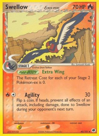 Swellow (Delta Species) 040/101 - Reverse Holofoil Dragon Frontiers