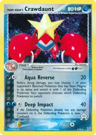 Team Aqua's Crawdaunt 002/95 - Reverse Holofoil Team Magma vs Team Aqua