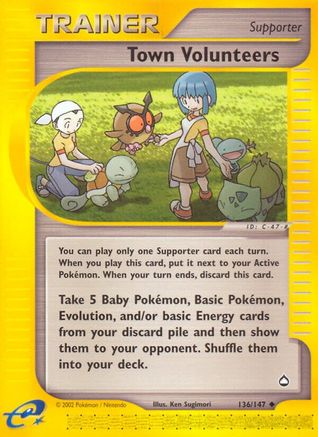 Town Volunteers 136/147 - Reverse Holofoil Aquapolis