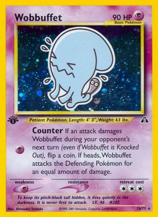 Wobbuffet 016/75 - 1st Edition Holofoil Neo Discovery
