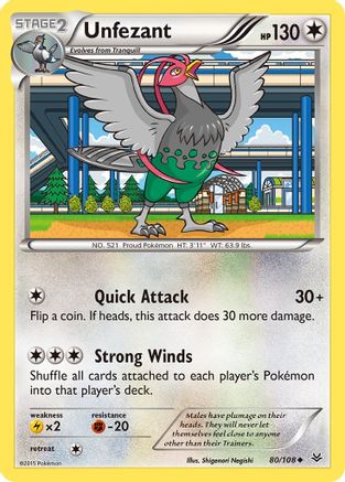 Unfezant 080 - Reverse Holofoil XY Roaring Skies