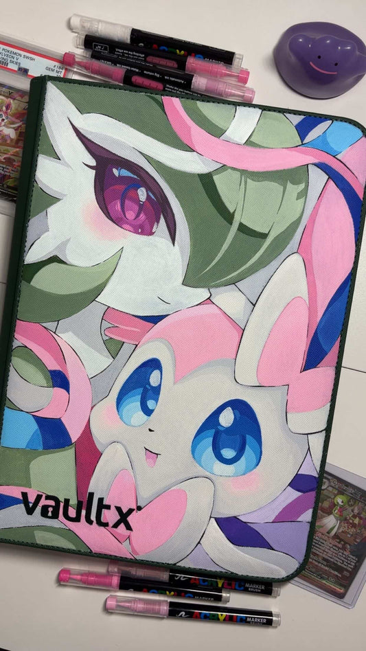 1 of 1 Gardevoir Sylveon Custom Hand Painted 3x3 VaultX Binder