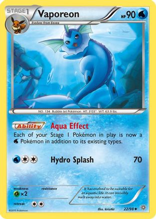 Vaporeon 022/98  - Reverse Holofoil XY  Ancient Origins