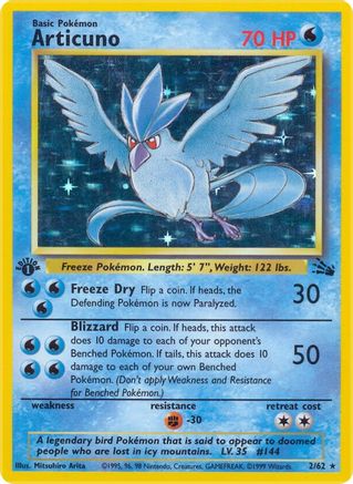 Articuno 002/62 - 1st Edition Holofoil Fossil