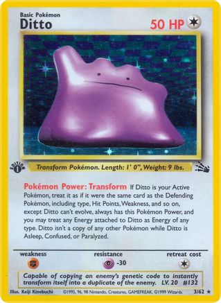 Ditto 003/62 - 1st Edition Holofoil Fossil