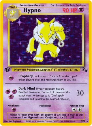 Hypno 008/62 - 1st Edition Holofoil Fossil