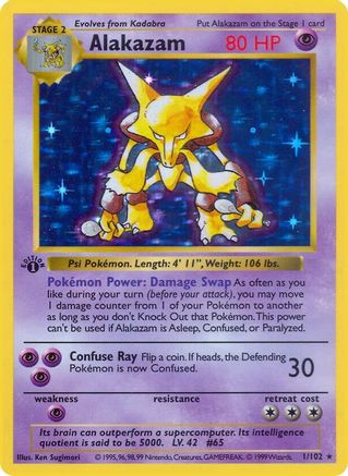 Alakazam 001/102 - Shadowless Holofoil Base Set