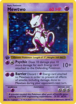 Mewtwo 010/102 - Shadowless Holofoil Base Set