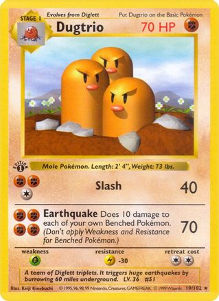 Dugtrio 019/102 - Shadowless Base Set