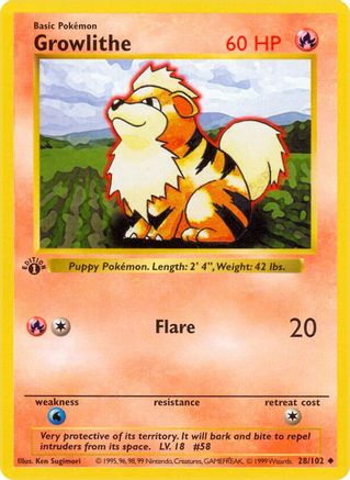 Growlithe 028/102 - 1st Edition Base Set