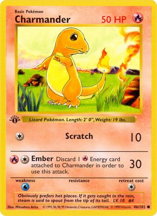 Charmander 046/102 - 1st Edition Base Set