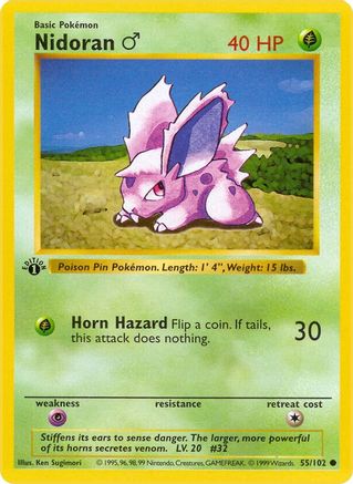 Nidoran M 055/102 - 1st Edition Base Set