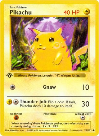 Pikachu 058/102 - Shadowless Base Set