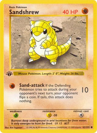Sandshrew 062/102 - 1st Edition Base Set