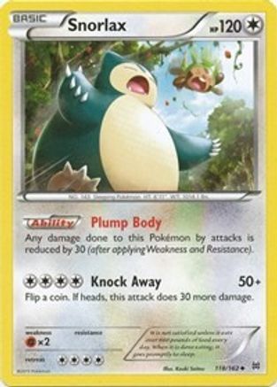 Snorlax 118/162  - Reverse Holofoil XY  BREAKthrough