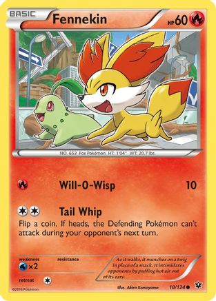 Fennekin 010/124  - Reverse Holofoil XY  Fates Collide