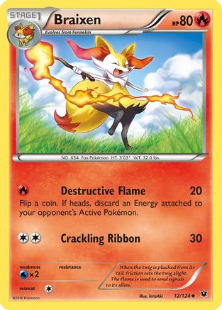 Braixen 012/124  - Reverse Holofoil XY  Fates Collide