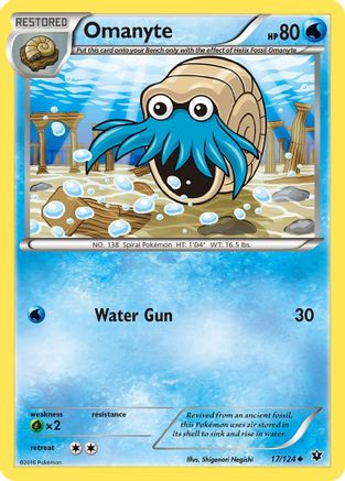 Omanyte 017/124  - Reverse Holofoil XY  Fates Collide