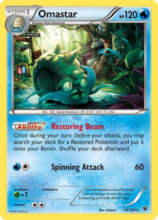 Omastar 018/124  - Reverse Holofoil XY  Fates Collide