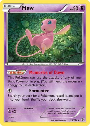 Mew 029/124  - Reverse Holofoil XY  Fates Collide