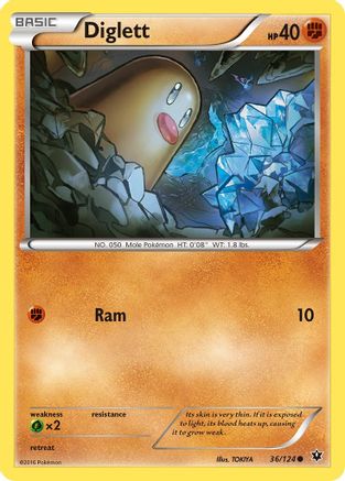 Diglett 036/124  - Reverse Holofoil XY  Fates Collide