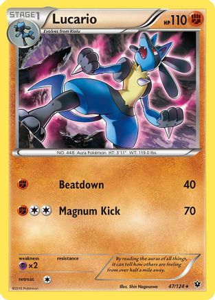 Lucario 047/124  - Reverse Holofoil XY  Fates Collide