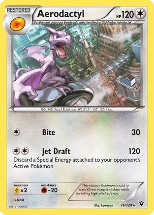 Aerodactyl 076/124  - Reverse Holofoil XY  Fates Collide