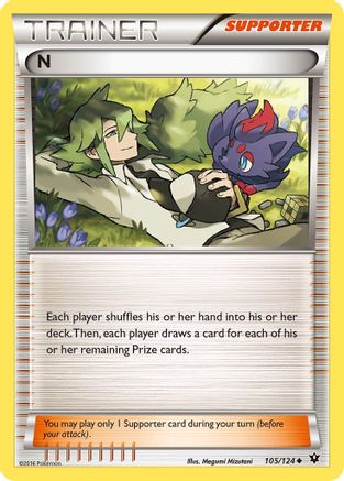 N (Supporter) 105/124  - Reverse Holofoil XY  Fates Collide