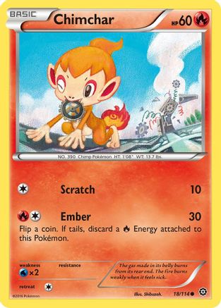 Chimchar 018/114  - Reverse Holofoil XY  Steam Siege