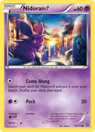 Nidoran M 043/114  - Reverse Holofoil XY  Steam Siege