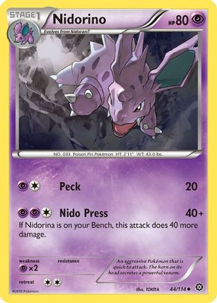 Nidorino 044/114  - Reverse Holofoil XY  Steam Siege