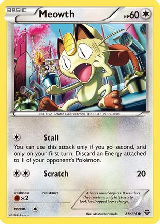 Meowth 088/114  - Reverse Holofoil XY  Steam Siege