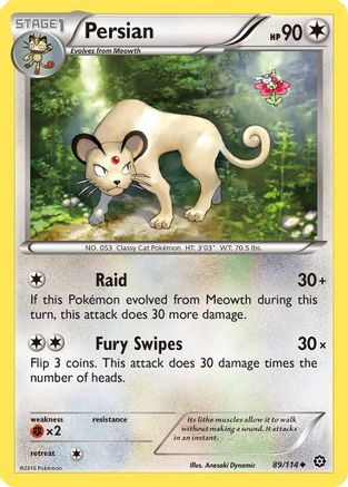 Persian 089/114  - Reverse Holofoil XY  Steam Siege